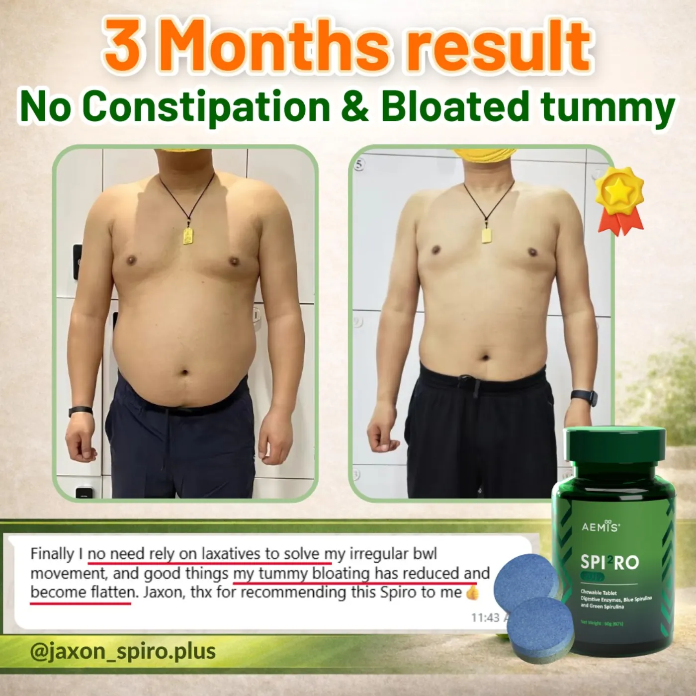 Before and after gut reset journey