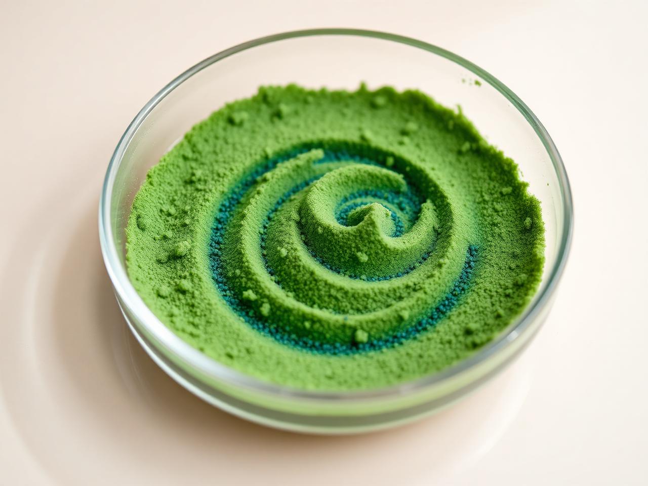 Blue and green spirulina powder